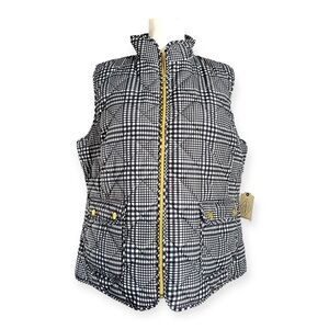 NWT St John’s Bay Quilted Black White Gingham Vest XL Luxury Preppy Plaid